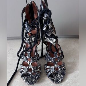 Elegant Zebra Print Strappy Heels